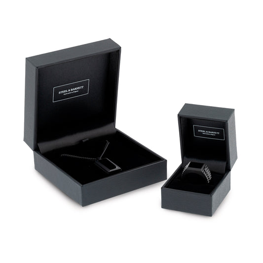 Halskette & Ring Set Schwarzer Onyx