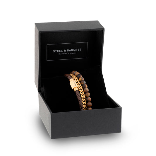 Armband-Set Tigerauge/18K Gold