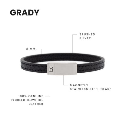 Grady Leather Bracelet Black - STEEL & BARNETT