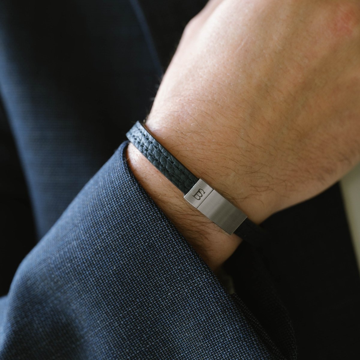 Grady Leather Bracelet Blue - STEEL & BARNETT