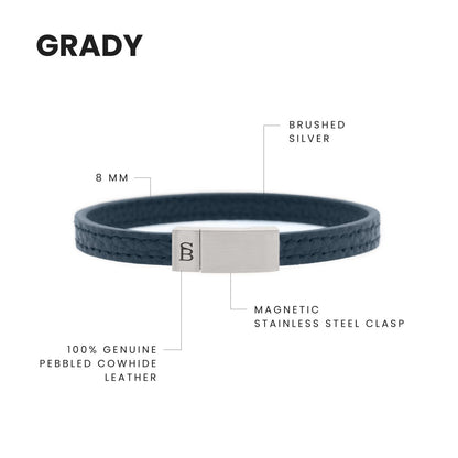 Grady Leather Bracelet Blue - STEEL & BARNETT