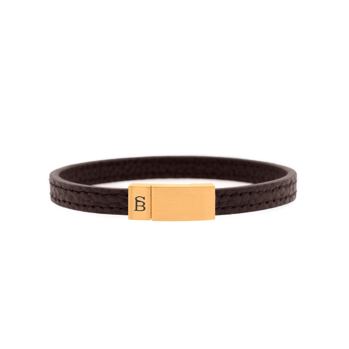 Grady Leather Bracelet Brown/18K Gold - STEEL & BARNETT