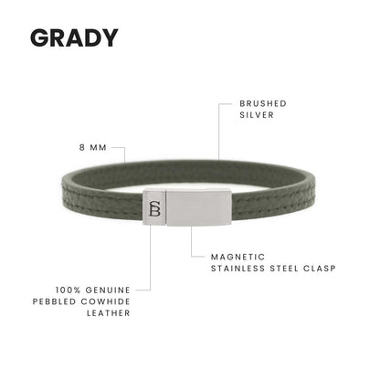 Grady Leather Bracelet Gray - STEEL & BARNETT