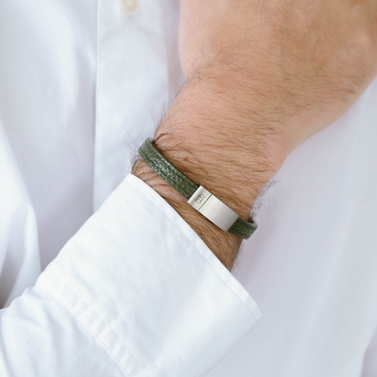 Grady Leather Bracelet Green - STEEL & BARNETT