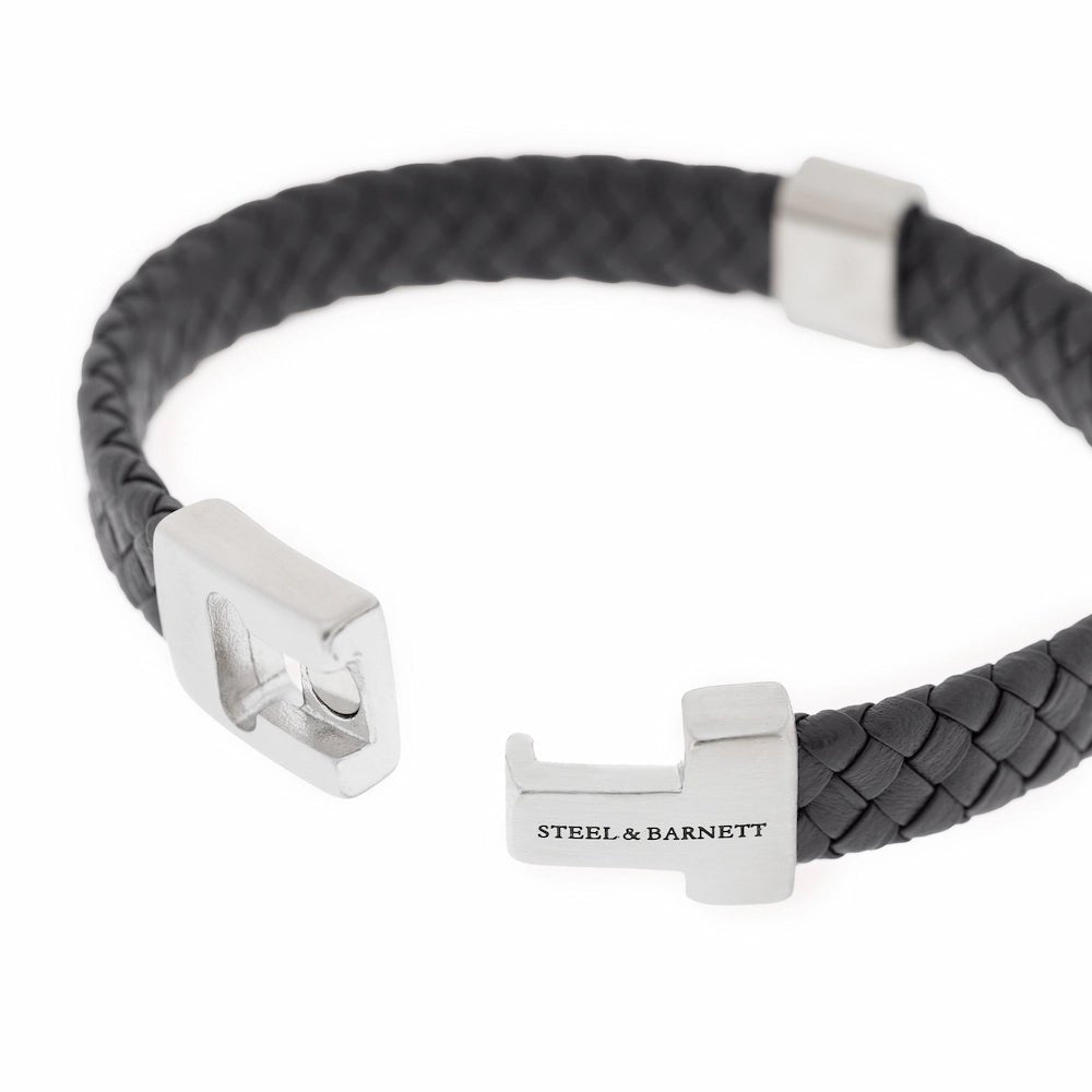 Harrison Nappa Leather Bracelet Black - STEEL & BARNETT