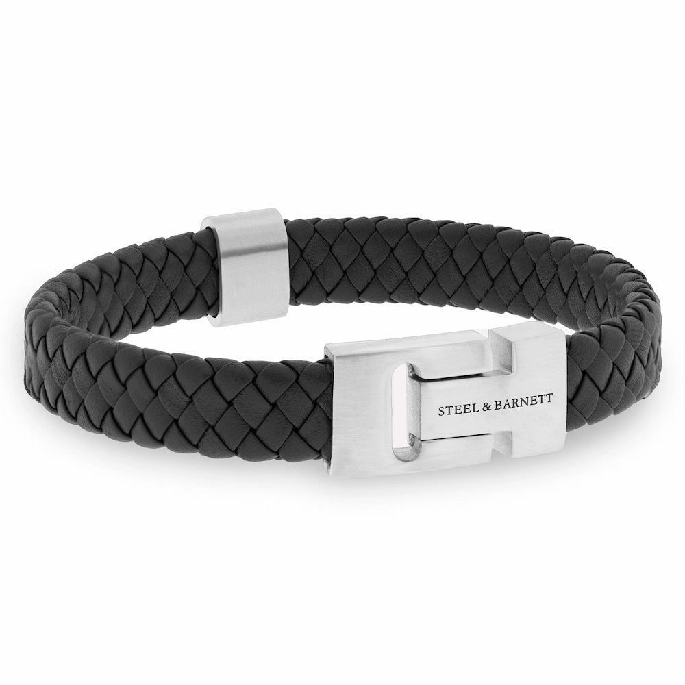 Harrison Nappa Leather Bracelet Black - STEEL & BARNETT