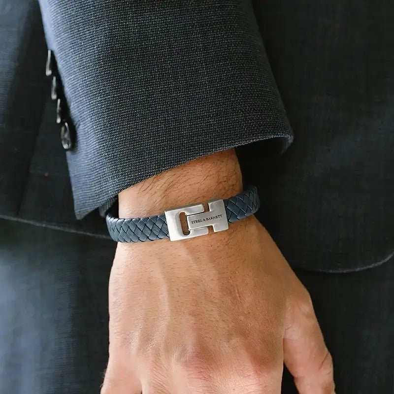 Harrison Nappa Leather Bracelet Blue - STEEL & BARNETT