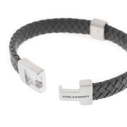 Harrison Nappa Leather Bracelet Dark Gray - STEEL & BARNETT