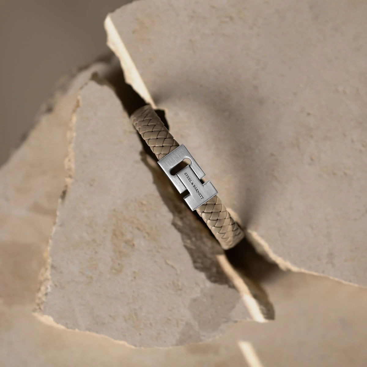 Harrison Nappa Leather Bracelet Ecru - STEEL & BARNETT