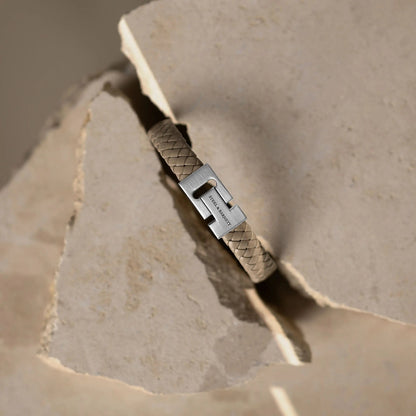 Harrison Nappa Leather Bracelet Ecru - STEEL & BARNETT