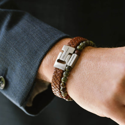 Harrison Nappa Leather Bracelet Peanut - STEEL & BARNETT