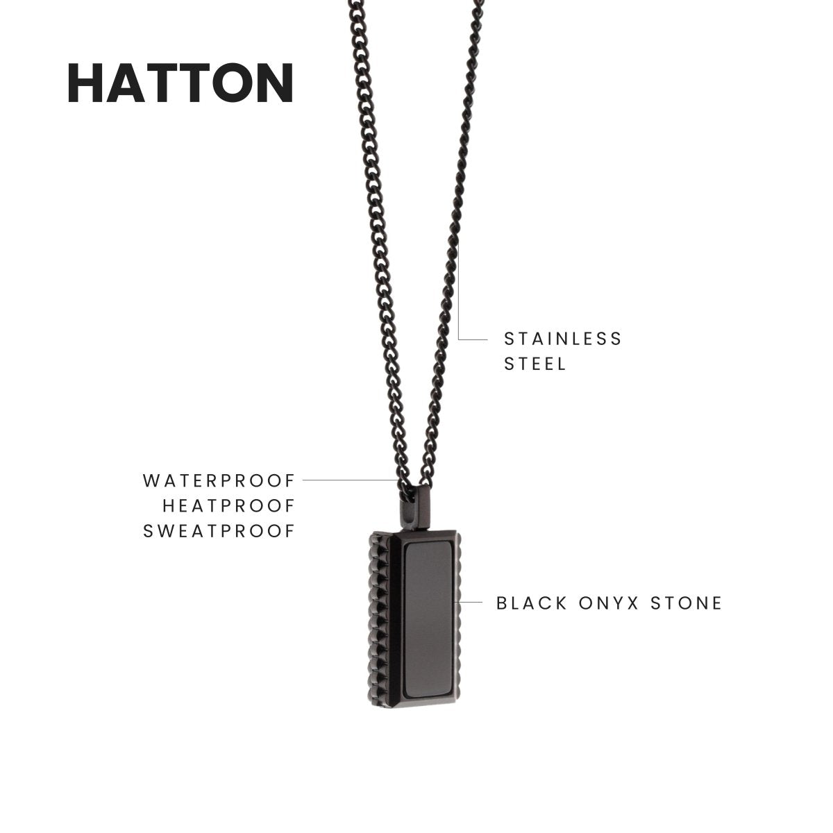 Hatton Gemstone Necklace Black/Black Onyx Adjustable 60 - 70cm/24 - 28' - STEEL & BARNETT