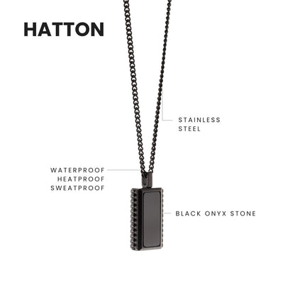 Hatton Gemstone Necklace Black/Black Onyx Adjustable 60 - 70cm/24 - 28' - STEEL & BARNETT