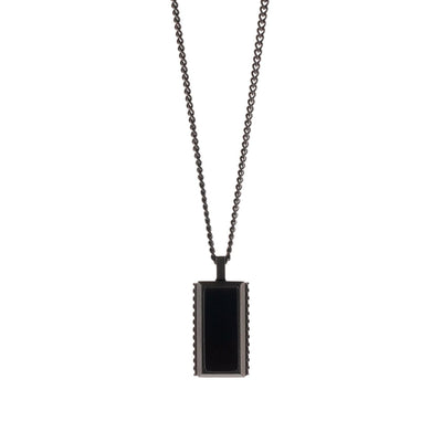 Hatton Gemstone Necklace Black/Black Onyx Adjustable 60 - 70cm/24 - 28' - STEEL & BARNETT