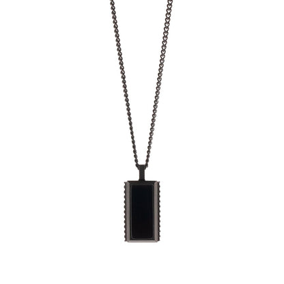 Hatton Gemstone Necklace Black/Black Onyx Adjustable 60 - 70cm/24 - 28' - STEEL & BARNETT