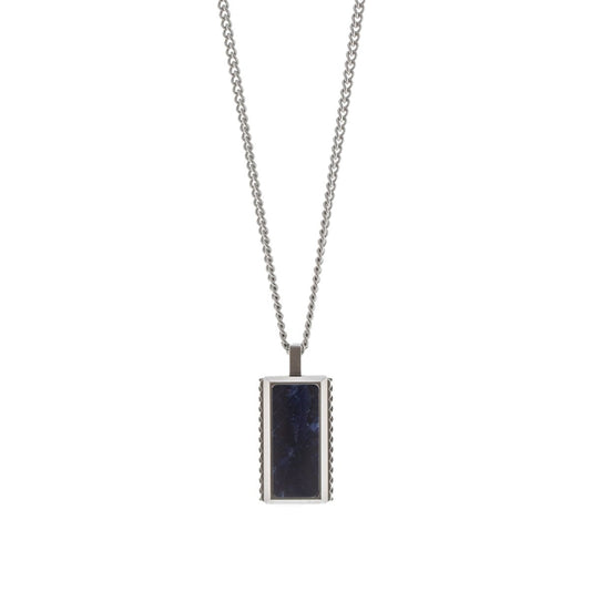 Hatton Gemstone Necklace Silver/Sodalite Adjustable 60 - 70cm/24 - 28' - STEEL & BARNETT