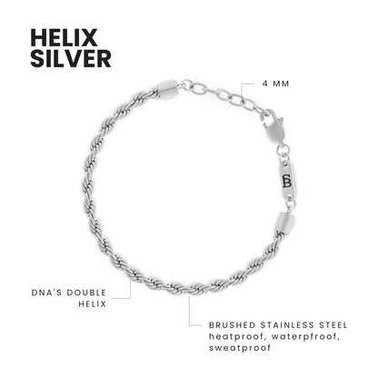 Helix 4mm Chain Bracelet Silver Adjustable - STEEL & BARNETT