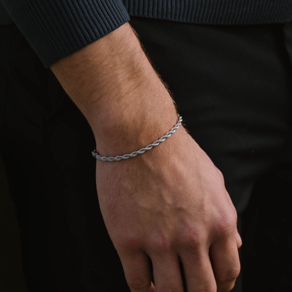 mens stainless steel rope chain bracelet