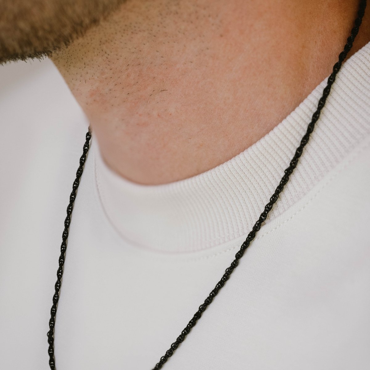 Black Stainless Steel Twisted Rope Chain Necklace