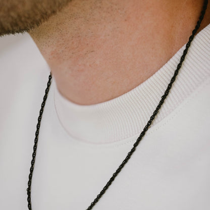 Helix Chain Necklace Black Adjustable 50 - 60cm/20 - 24' - STEEL & BARNETT