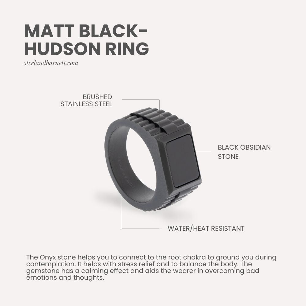 Hudson Ring met Edelsteen Zwart/Zwarte Onyx