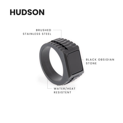 Hudson Gemstone Ring Black/Black Onyx - STEEL & BARNETT