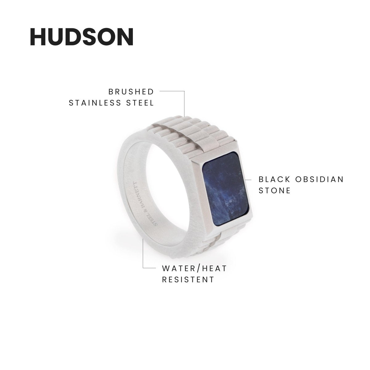 Hudson Gemstone Ring Silver/Sodalite - STEEL & BARNETT