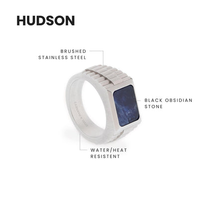 Hudson Gemstone Ring Silver/Sodalite - STEEL & BARNETT