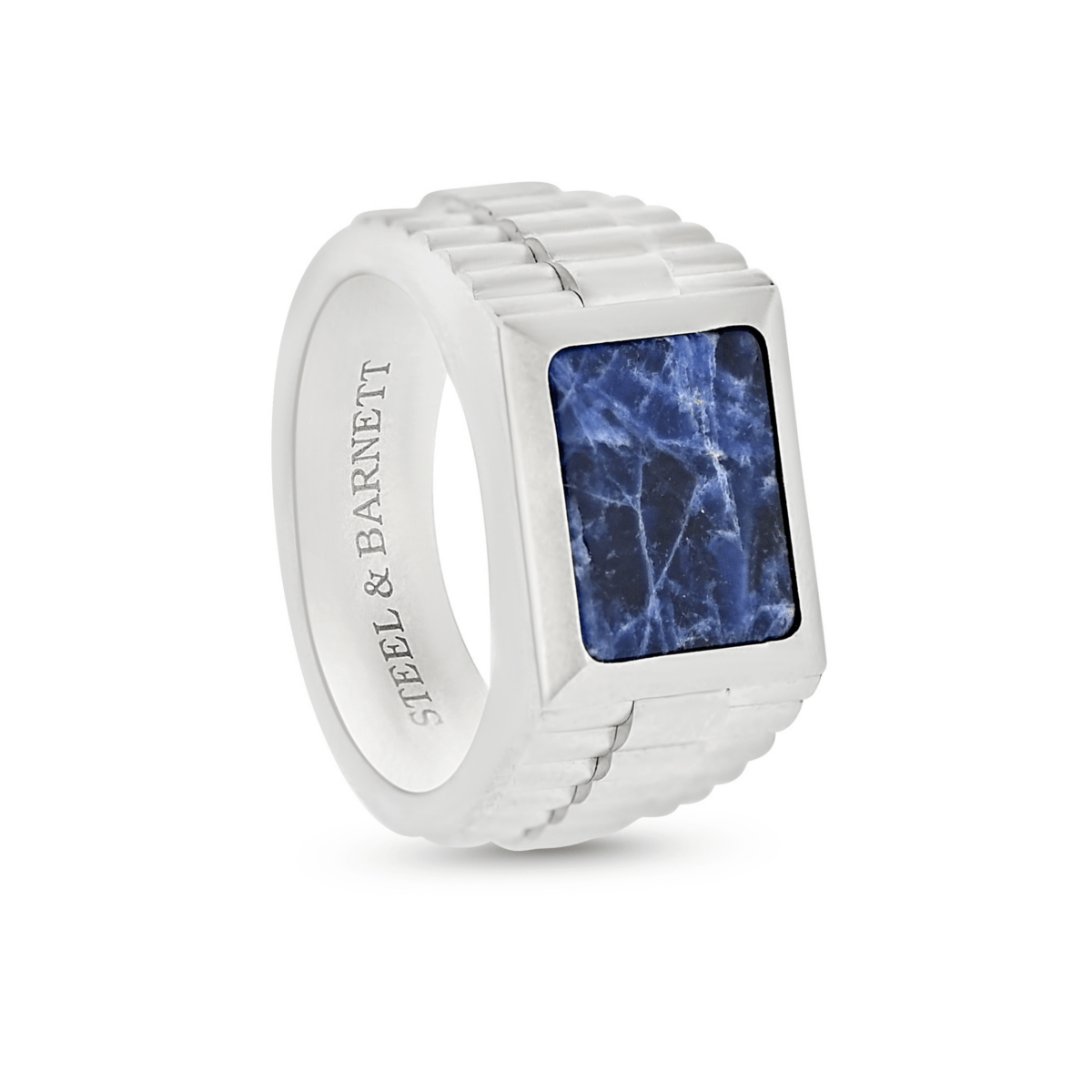 Hudson Gemstone Ring Silver/Sodalite - STEEL & BARNETT