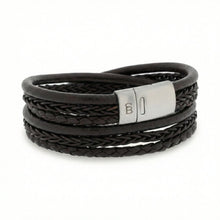 Layered Brown Multi Strand Leather Men's Bracelet