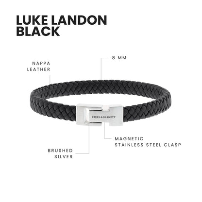 Leather Bracelet Archie Black - STEEL & BARNETT
