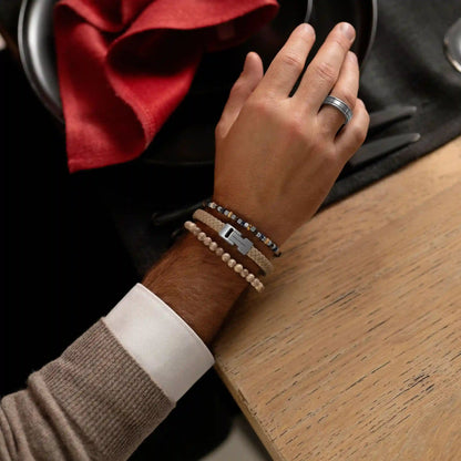 Leather Bracelet Archie Ecru - STEEL & BARNETT