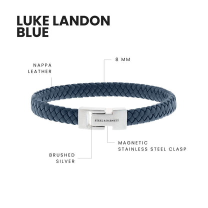 Leather Bracelet Archie Jeans Blue - STEEL & BARNETT