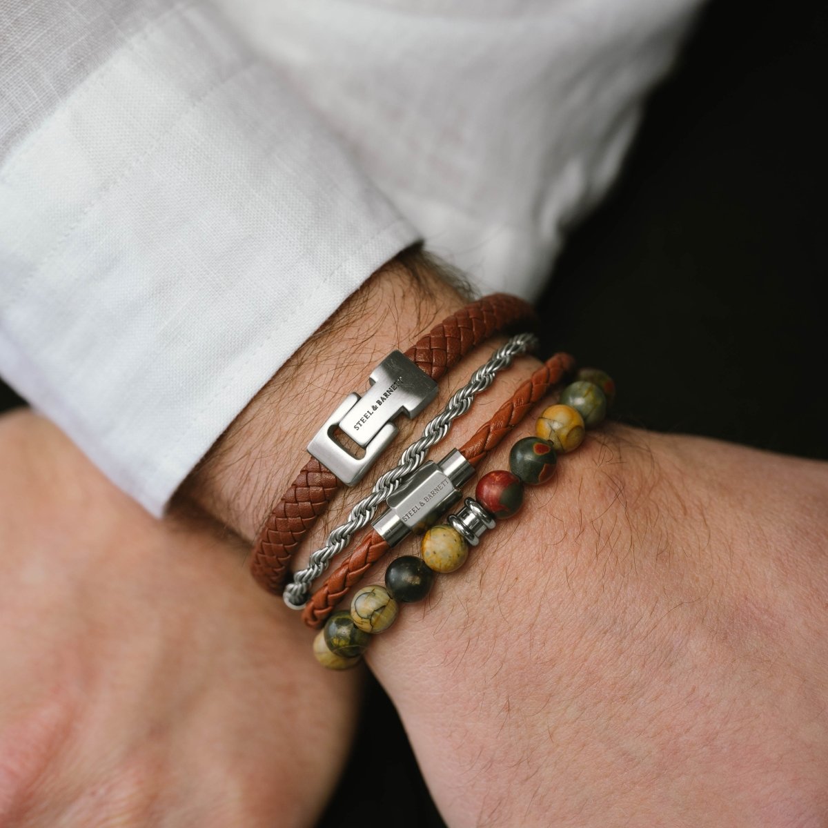 Leather Bracelet Archie Peanut - STEEL & BARNETT