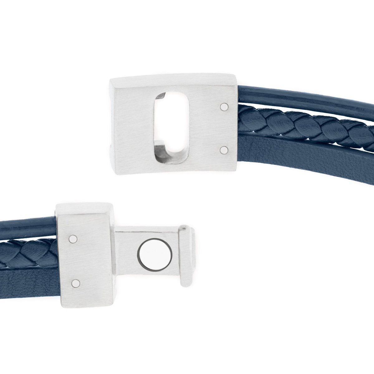 Leather Bracelet Casual Cole Blue - STEEL & BARNETT