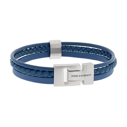 Leather Bracelet Casual Cole Blue - STEEL & BARNETT