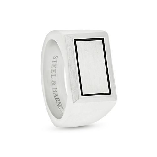 Men's Rectangle Signet Ring In Stainless Steel