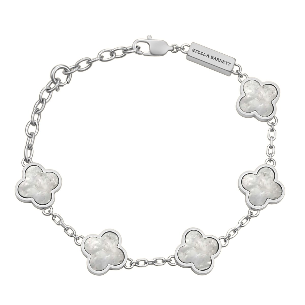 Lucky Clover White Stone Charm Bracelet - STEEL & BARNETT