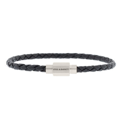 Luke Landon Nappa Leather Bracelet Black - STEEL & BARNETT