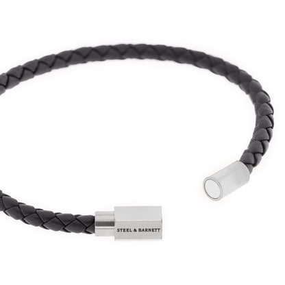 Luke Landon Nappa Leather Bracelet Black - STEEL & BARNETT
