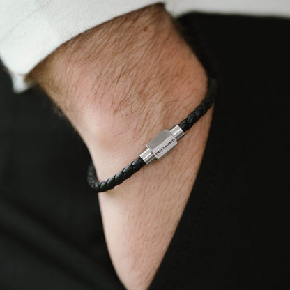 Luke Landon Nappa Leather Bracelet Black - STEEL & BARNETT