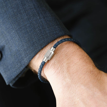 Luke Landon Nappa Leather Bracelet Blue - STEEL & BARNETT