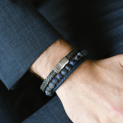 Luke Landon Nappa Leather Bracelet Blue - STEEL & BARNETT