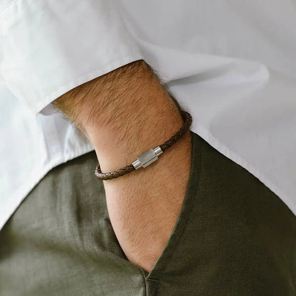 Luke Landon Nappa Leather Bracelet Brown - STEEL & BARNETT