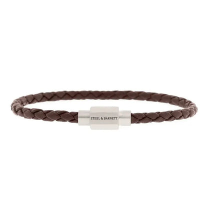 Luke Landon Nappa Leather Bracelet Brown - STEEL & BARNETT