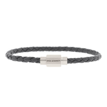 Luke Landon Nappa Leather Bracelet Dark Gray - STEEL & BARNETT