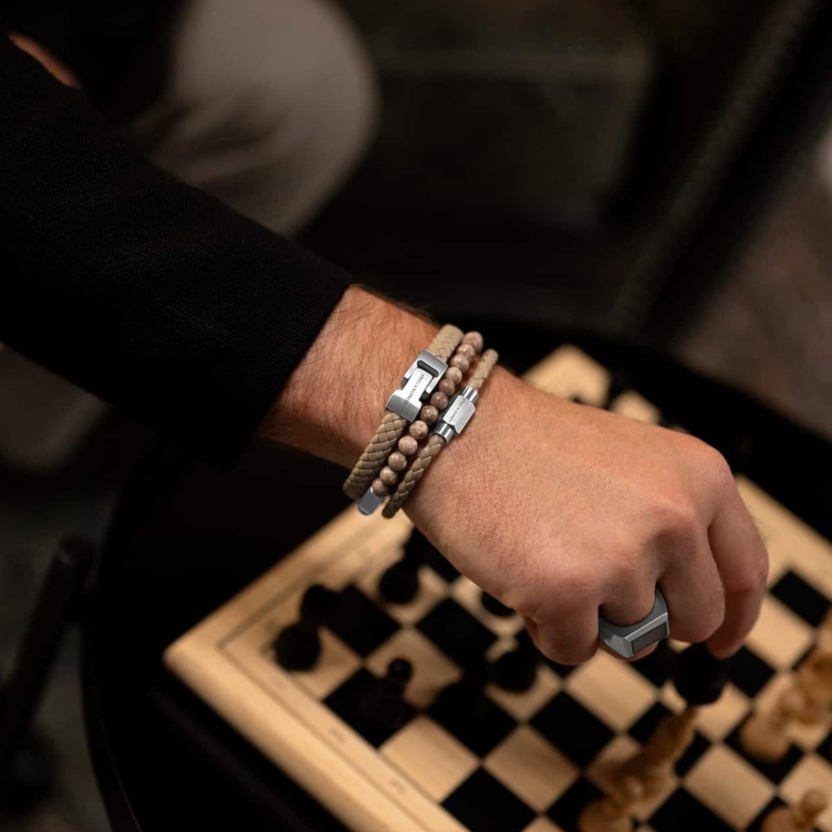 Luke Landon Nappa Leather Bracelet Ecru - STEEL & BARNETT