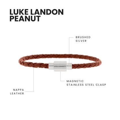 Luke Landon Nappa Leather Bracelet Peanut - STEEL & BARNETT