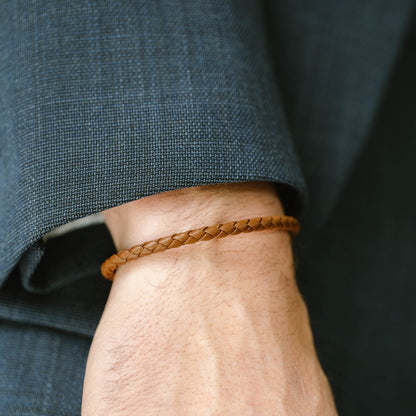 Luke Landon Nappa Leather Bracelet Peanut - STEEL & BARNETT