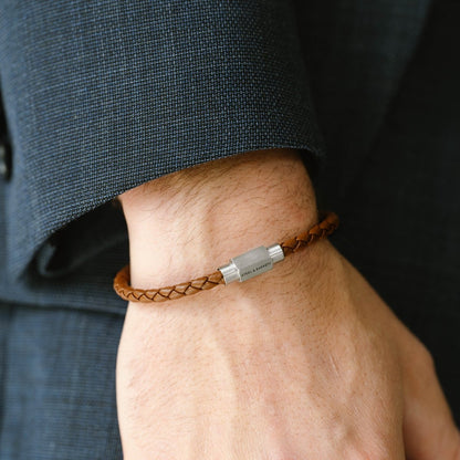 Luke Landon Nappa Leather Bracelet Peanut - STEEL & BARNETT